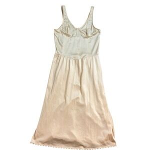 Vintage Warner's Beige Nylon Lycra Slip Dress Size 6 S/M Lace Trim Lingerie
